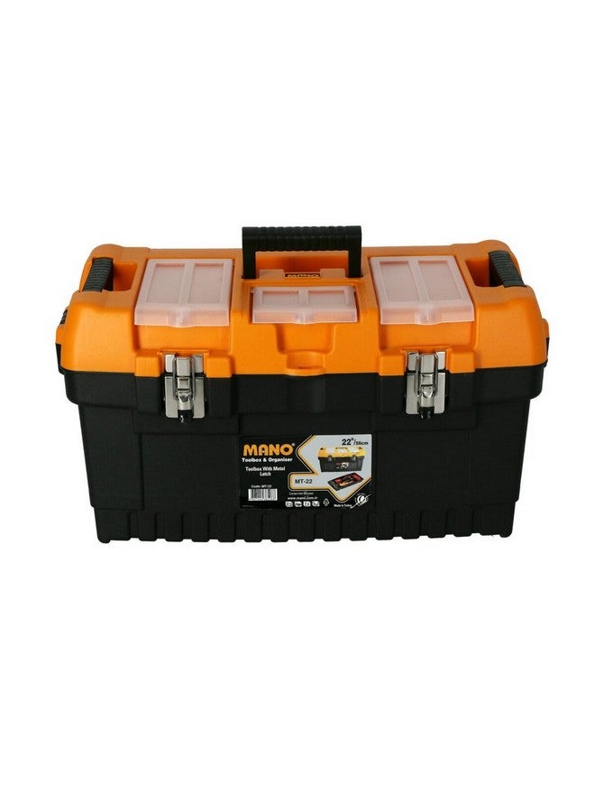 مانو صندوق أدوات بلاستيكي مع قفل معدني لون أسود وبرتقالي 22 إنش MT-22 - Image 1